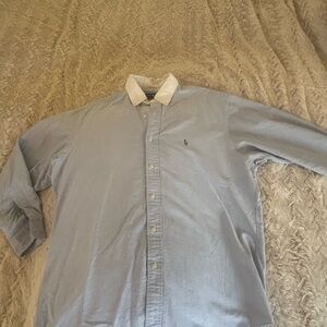 Men's Polo Ralph Lauren Blue Shirt with White Collar 16.5/35